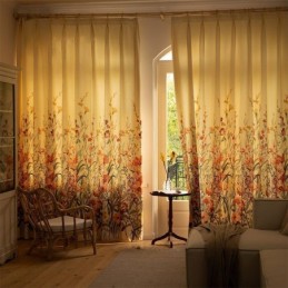 Cortinas Chevron Com Estampa Floral Americana