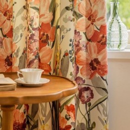 Cortinas Chevron Com Estampa Floral Americana