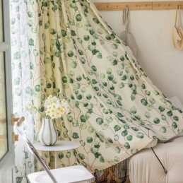Cortinas Chevron Estilo Americano Folha Estampada
