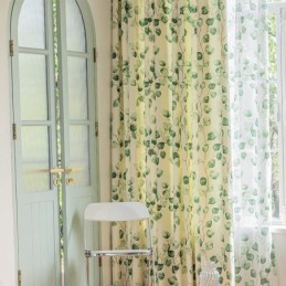 Cortinas Chevron Estilo Americano Folha Estampada