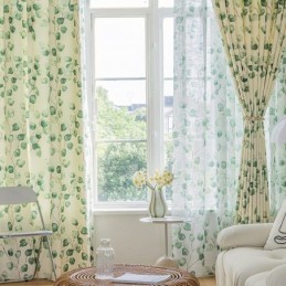 Cortinas Chevron Estilo Americano Folha Estampada