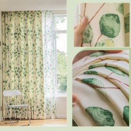 Cortinas Chevron Estilo Americano Folha Estampada