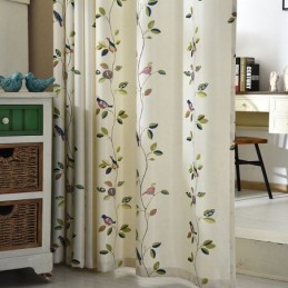 Cortinas De Veludo Estilo Americano Com Estampa De Folhas E Pássaros