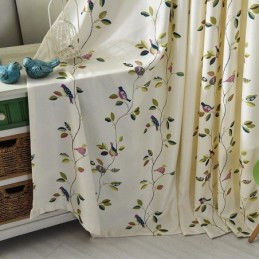 Cortinas De Veludo Estilo Americano Com Estampa De Folhas E Pássaros