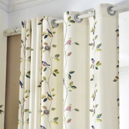 Cortinas De Veludo Estilo Americano Com Estampa De Folhas E Pássaros