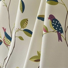 Cortinas De Veludo Estilo Americano Com Estampa De Folhas E Pássaros