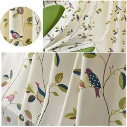 Cortinas De Veludo Estilo Americano Com Estampa De Folhas E Pássaros