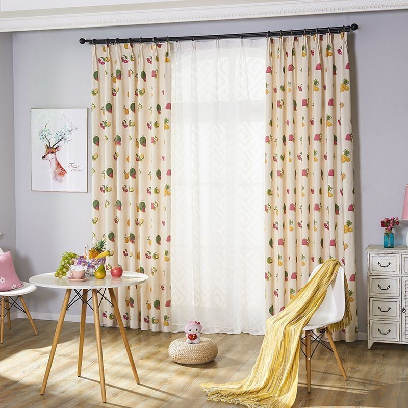 Cortinas Blackout Nórdicas De Algodão Com Estampa De Frutas Para Sala De Estar E Quarto