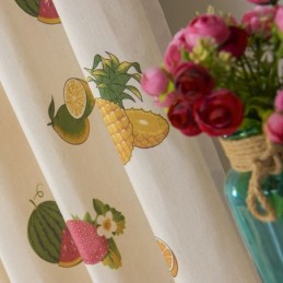 Cortinas Blackout Nórdicas De Algodão Com Estampa De Frutas Para Sala De Estar E Quarto