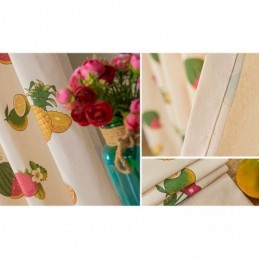 Cortinas Blackout Nórdicas De Algodão Com Estampa De Frutas Para Sala De Estar E Quarto