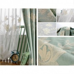 Cortinas Blackout De Algodão E Linho Com Flores Nórdicas Bordadas