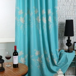 Cortinas Blackout De Algodão E Linho Com Flores Nórdicas Bordadas