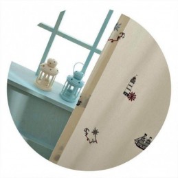 Cortina Blackout De Algodão Estilo Infantil Feita Sob Medida Cortina Vela Farol Bordado