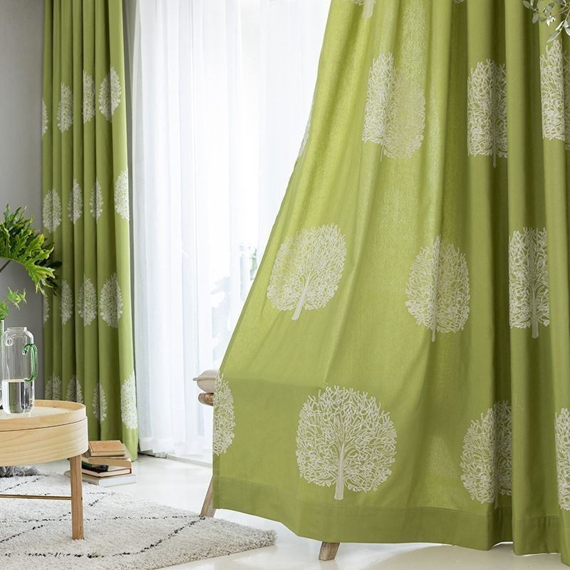 Cortina De Linho Estilo Nórdico Feita Sob Medida, Cortina Em Árvore Bordada Para Sala De Estar E Quarto