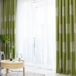 Cortina De Linho Estilo Nórdico Feita Sob Medida, Cortina Em Árvore Bordada Para Sala De Estar E Quarto