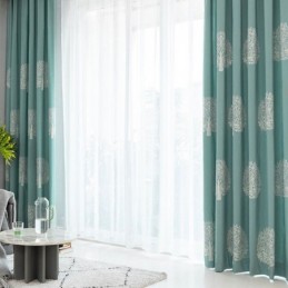 Cortina De Linho Estilo Nórdico Feita Sob Medida, Cortina Em Árvore Bordada Para Sala De Estar E Quarto