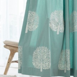 Cortina De Linho Estilo Nórdico Feita Sob Medida, Cortina Em Árvore Bordada Para Sala De Estar E Quarto