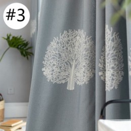 Cortina De Linho Estilo Nórdico Feita Sob Medida, Cortina Em Árvore Bordada Para Sala De Estar E Quarto