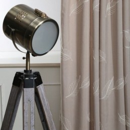 Cortina Blackout De Algodão Sob Medida Com Folhas Nórdicas Bordadas Para Sala De Estar E Quarto
