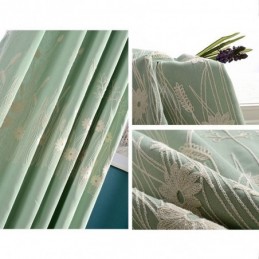 Cortina Blackout De Algodão Sob Medida Com Estampa De Plantas Nórdicas Bordadas Para Sala De Estar E Quarto