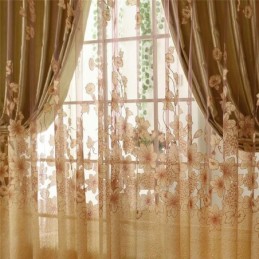 Cortina Clássica De Voile Feita Sob Medida, Painel De Cortina Estilo Country, Galhos De Flores Magníficos, Jacquard