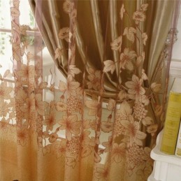 Cortina Clássica De Voile Feita Sob Medida, Painel De Cortina Estilo Country, Galhos De Flores Magníficos, Jacquard