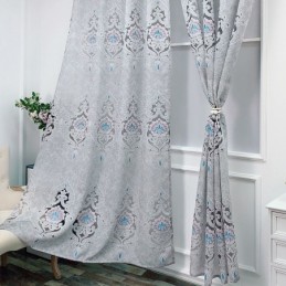 Cortina Blackout Bordada Sob Medida, Cortina Floral Estilo Europeu Para Sala De Estar