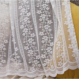 Cortina De Voile Transparente Com Renda Francesa E Florzinhas Sob Medida, Painel De Cortina Para Varanda E Sala De Estar