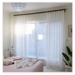 Cortina De Voile Transparente Com Renda Francesa E Florzinhas Sob Medida, Painel De Cortina Para Varanda E Sala De Estar