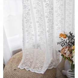 Cortina De Voile Transparente Com Renda Francesa E Florzinhas Sob Medida, Painel De Cortina Para Varanda E Sala De Estar