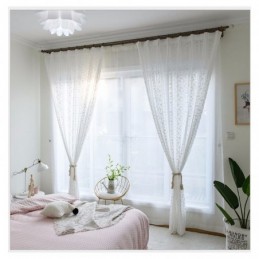 Cortina De Voile Transparente Com Renda Francesa E Florzinhas Sob Medida, Painel De Cortina Para Varanda E Sala De Estar