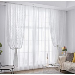 Cortina De Voile Transparente Com Renda Francesa E Florzinhas Sob Medida, Painel De Cortina Para Varanda E Sala De Estar