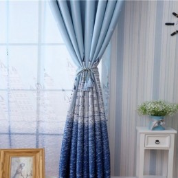 Cortina Azul Estampada Com Castelo Feita Sob Medida Cortina Nórdica Popular Para Quarto Infantil Tecido Para Quarto