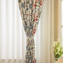 Cortina Americana De Poliéster E Algodão, Feita Sob Medida, Cortinas Blackout Estampadas Com Plantas