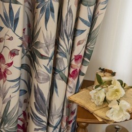 Cortina Americana De Poliéster E Algodão, Feita Sob Medida, Cortinas Blackout Estampadas Com Plantas
