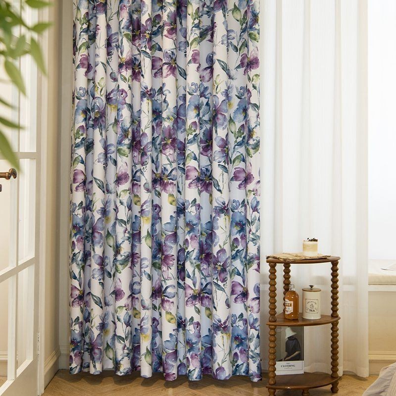 Cortina Sob Medida Cortina Com Estampa Floral Americana Cortinas Blackout Semi