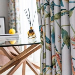 Cortinas Blackout Estampadas Plantas E Pássaros Americanos