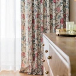 Cortina De Poliéster Sob Medida Cortina Blackout Com Estampa De Flores Americanas