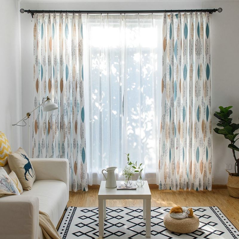 Cortina De Escurecimento De Ambiente Com Contraste De Cores, Feita Sob Medida, Proteção Ambiental, Impressão De Folhas, Blackout