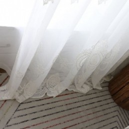 Cortina Transparente Respirável Feita Sob Medida, Cortina Branca, Toda Combinada, Bordada, Sala De Estar