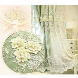 Cortinas Blackout Estilo Europeu Com Bordados Florais E Tecidos Transparentes Integrados