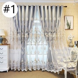 Cortinas Blackout Estilo Europeu Com Bordados Florais E Tecidos Transparentes Integrados