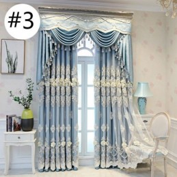 Cortinas Blackout Estilo Europeu Com Bordados Florais E Tecidos Transparentes Integrados