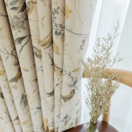 Cortina Blackout De Linho Nórdico Feita Sob Medida Com Estampa De Plantas Para Sala De Estar E Quarto