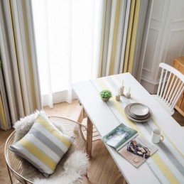 Cortina Jacquard Nórdica Moderna Feita Sob Medida, Listras Contrastantes, Tecido Para Sala De Estar, Quarto E Estudo