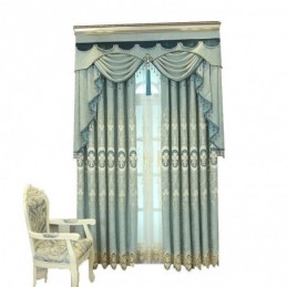 Cortina Bordada Em Chenille Sob Medida, Estilo Europeu, Floral, Para Sala De Estar E Quarto