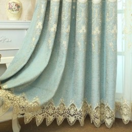 Cortina Bordada Em Chenille Sob Medida, Estilo Europeu, Floral, Para Sala De Estar E Quarto
