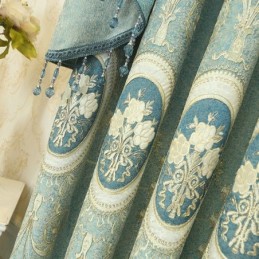 Cortina Bordada Em Chenille Sob Medida, Estilo Europeu, Floral, Para Sala De Estar E Quarto