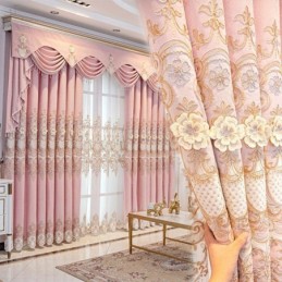 Cortina Blackout De Chenille Sob Medida, Estilo Europeu, Com Bordado Floral, Para Sala De Estar E Quarto