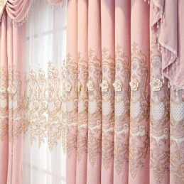 Cortina Blackout De Chenille Sob Medida, Estilo Europeu, Com Bordado Floral, Para Sala De Estar E Quarto